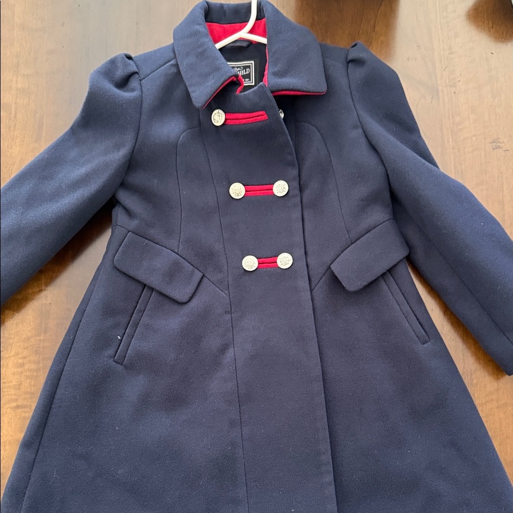 Rothschild Navy Peacoat with Red Trim and Silver Buttons